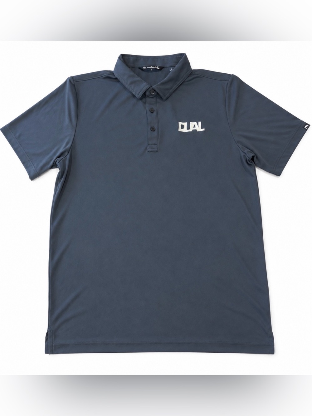 TravisMathew Dual Logo Performance Golf Polo Shirt Men's Large Navy Blue